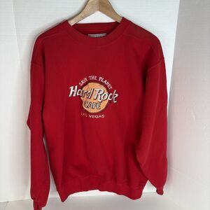 Vintage Hard Rock Cafe Las Vegas Crewneck Sweatshirt, Medium, Red, USA,